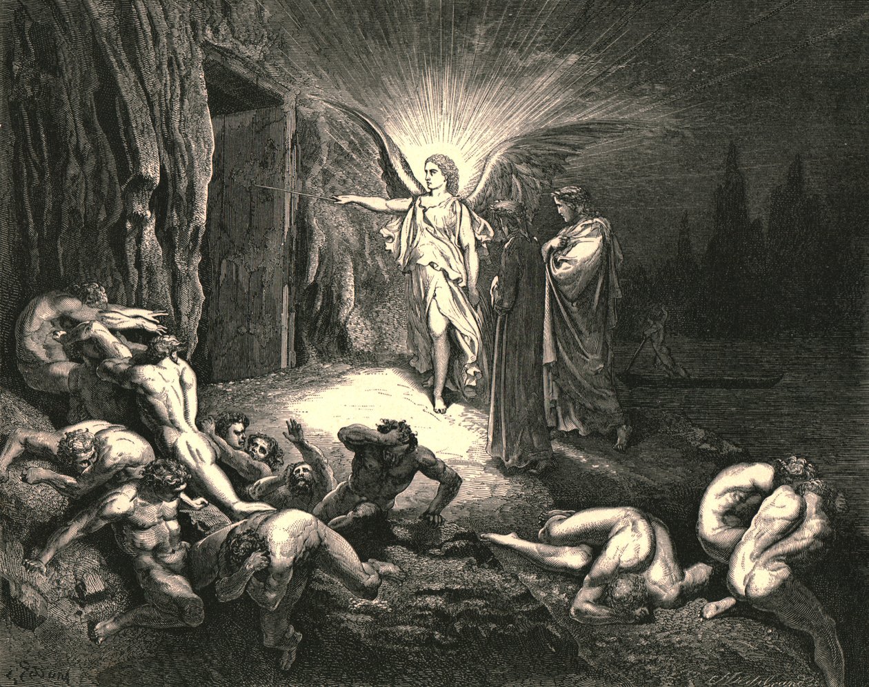 A la puerta llegó, y con su varita la tocó de Gustave Dore