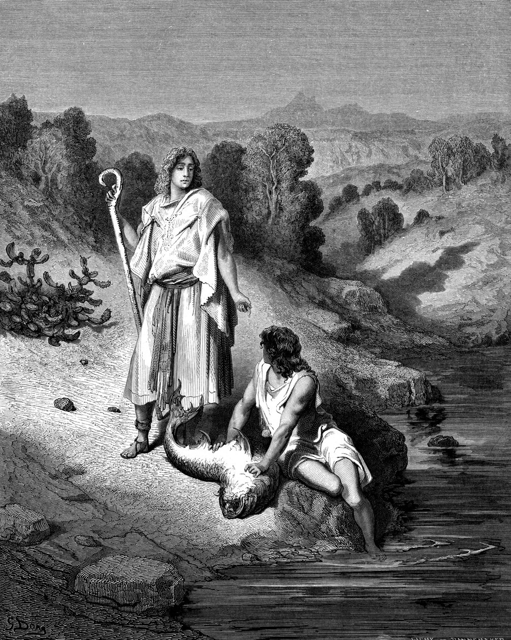 Tobías con el Arcángel Rafael, 1865-1866 de Gustave Dore