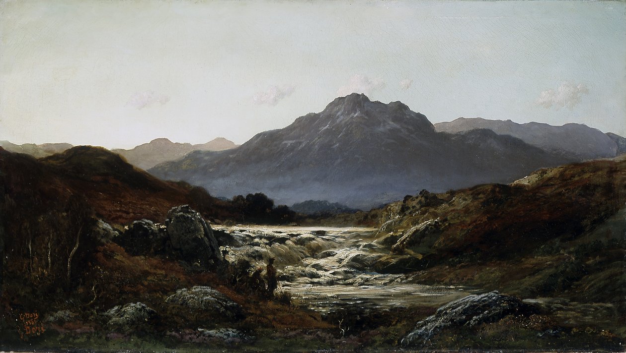Torrent In The Highlands (óleo sobre lienzo) de Gustave Dore