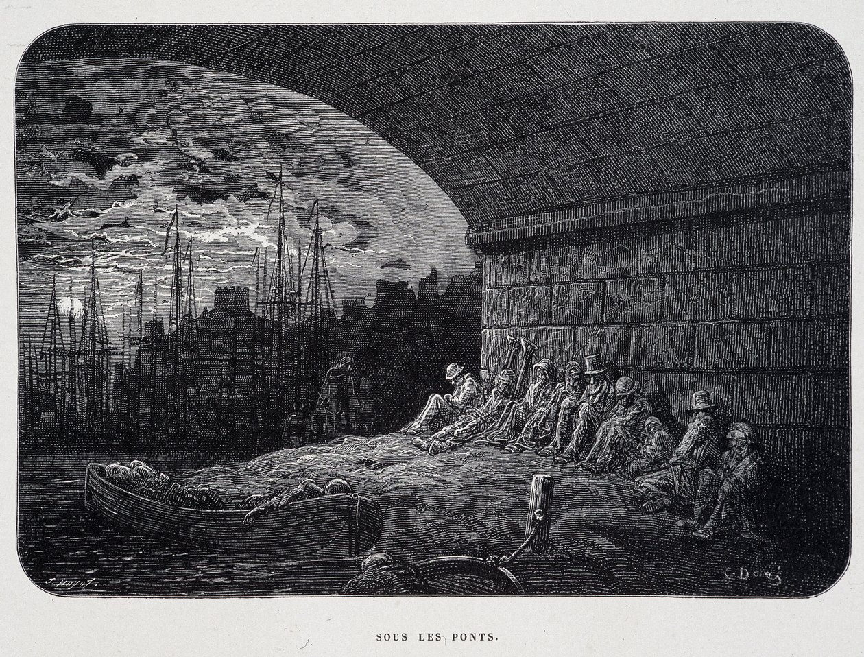 Vagabundo bajo puentes - en "Londres" por Gustave Doré de Gustave Dore