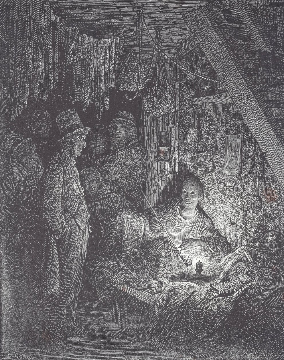 Antro de fumadores de opio victoriano en Londres de Gustave Dore