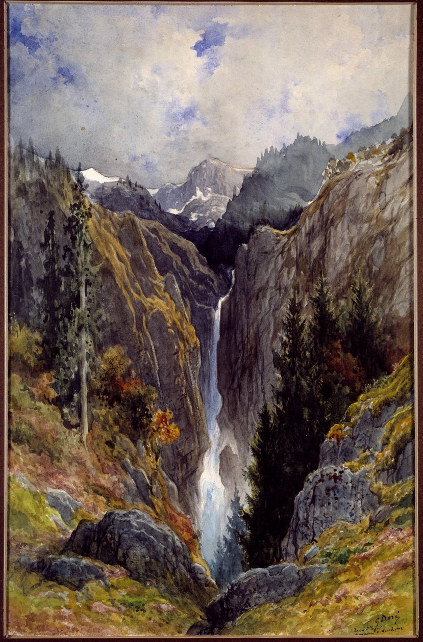 Cascada del agujero del infierno en el valle del Lys (pintura de Gustave Doré) de Gustave Dore
