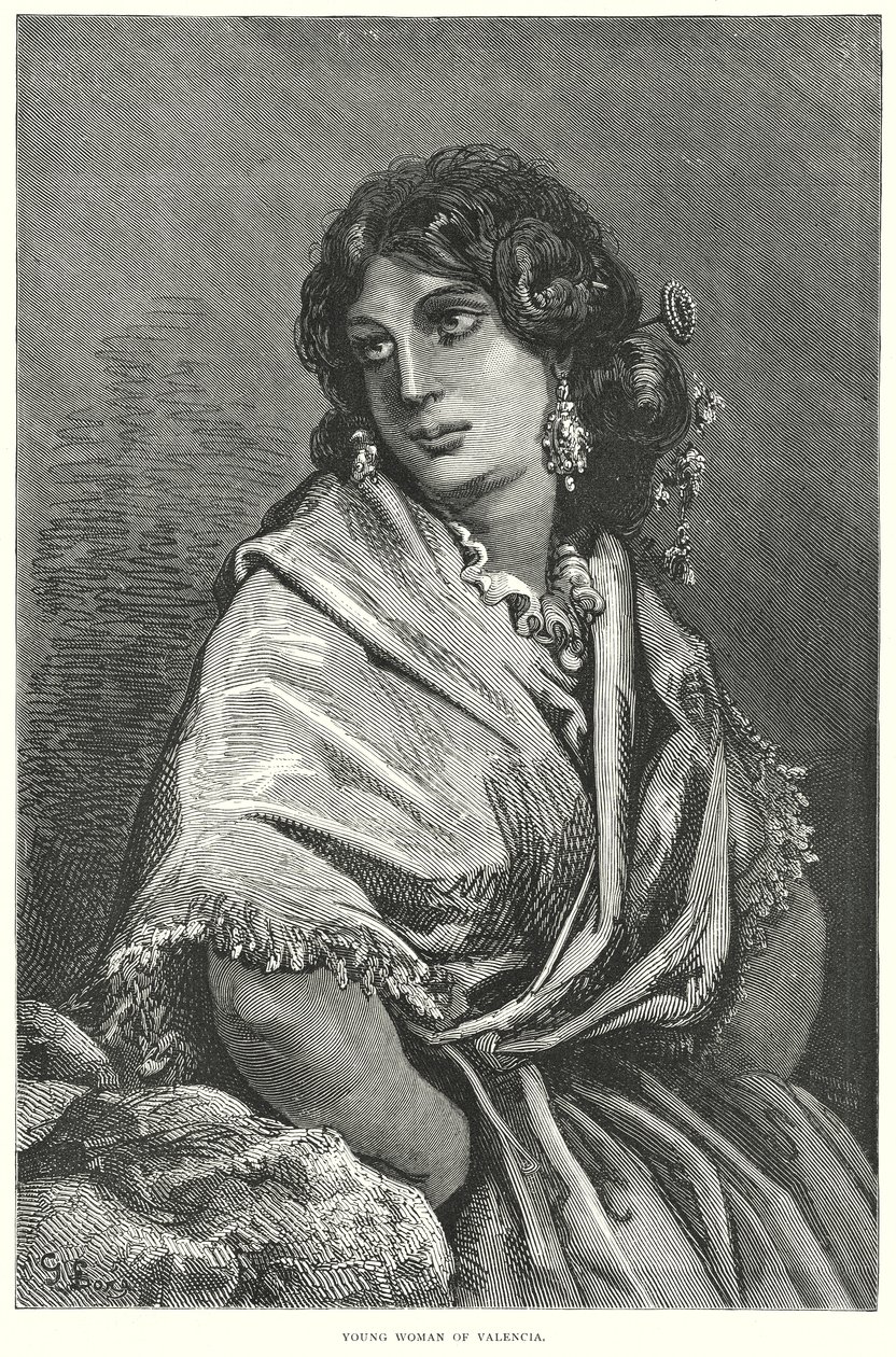 Joven de Valencia (grabado) de Gustave Dore