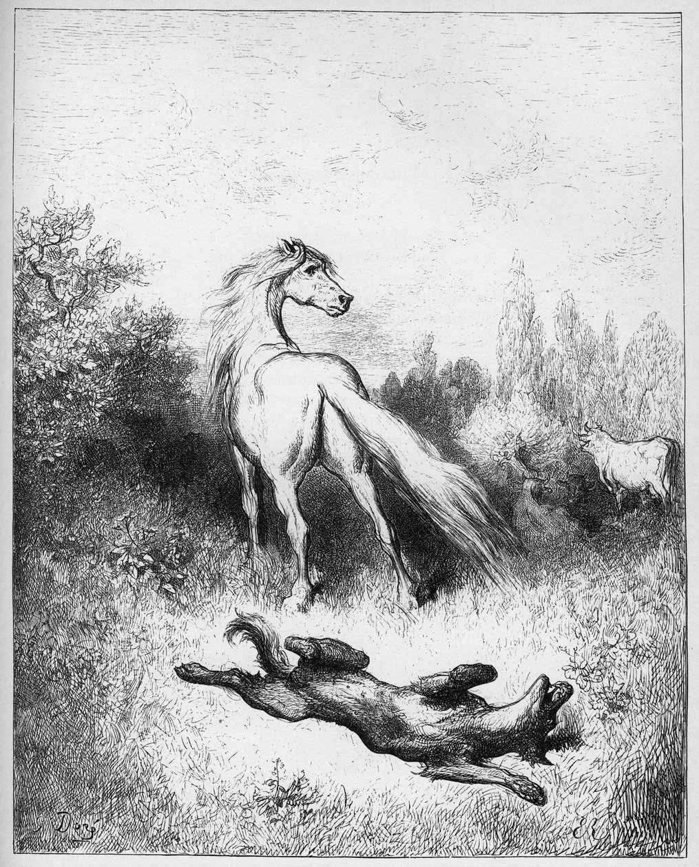 El caballo y el lobo - de "Fábulas" de Jean de La Fontaine de Gustave Dore