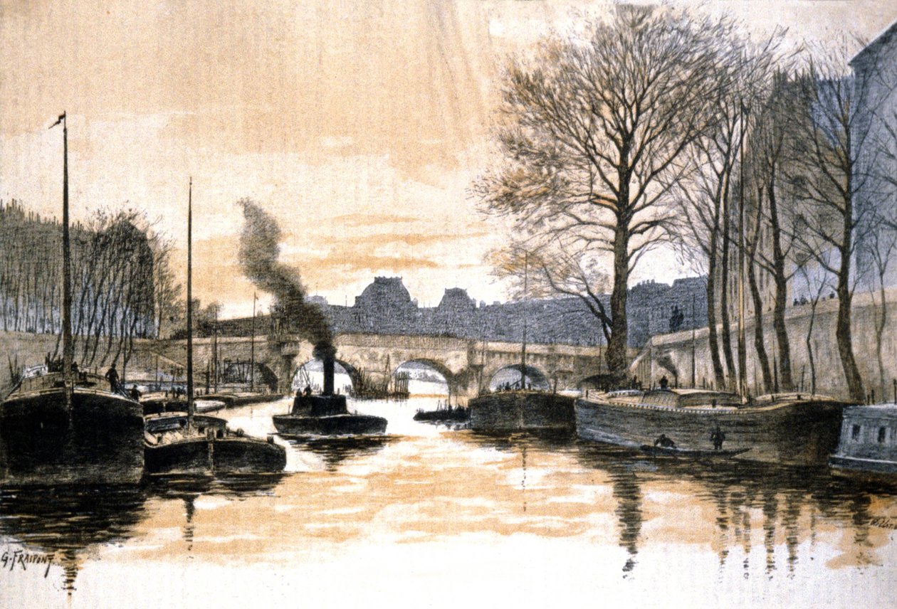 París, Sena y Puente Nuevo de Gustave Fraipont