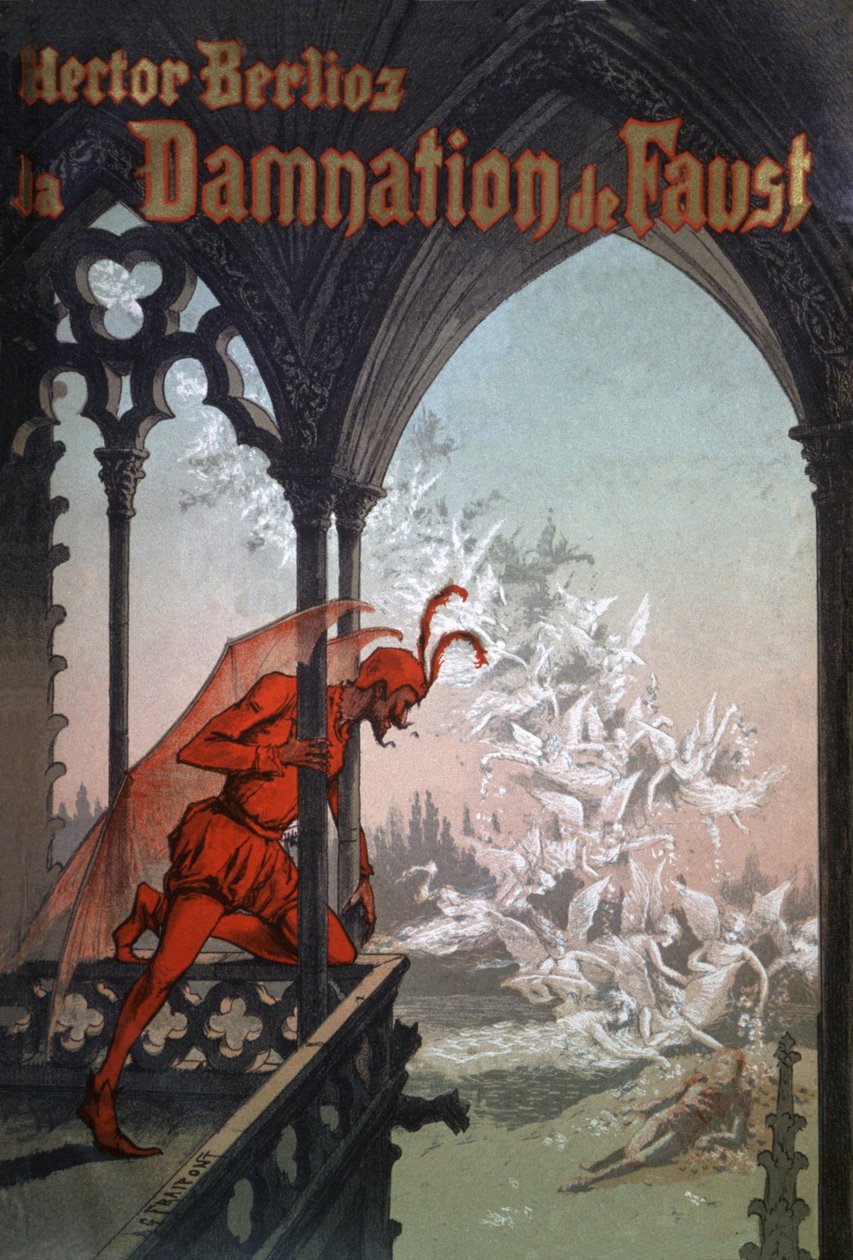 La condenación de Fausto, c.1900 (ilustración) de Gustave Fraipont