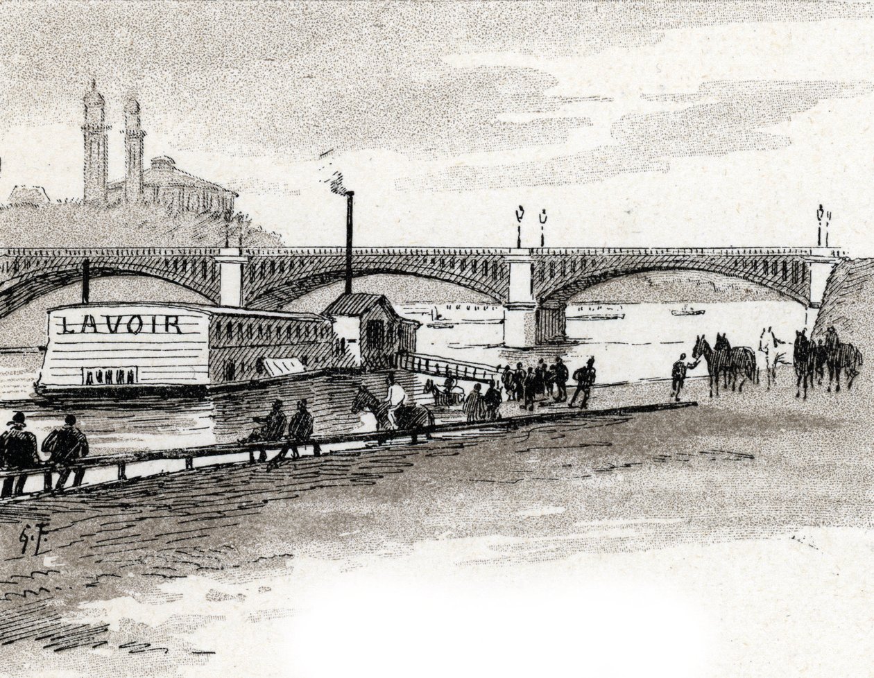 Vista del puente Grenelle en París Dibujo de Gustave Fraipont (1849-1923) desde Saint-Juirs de Gustave Fraipont