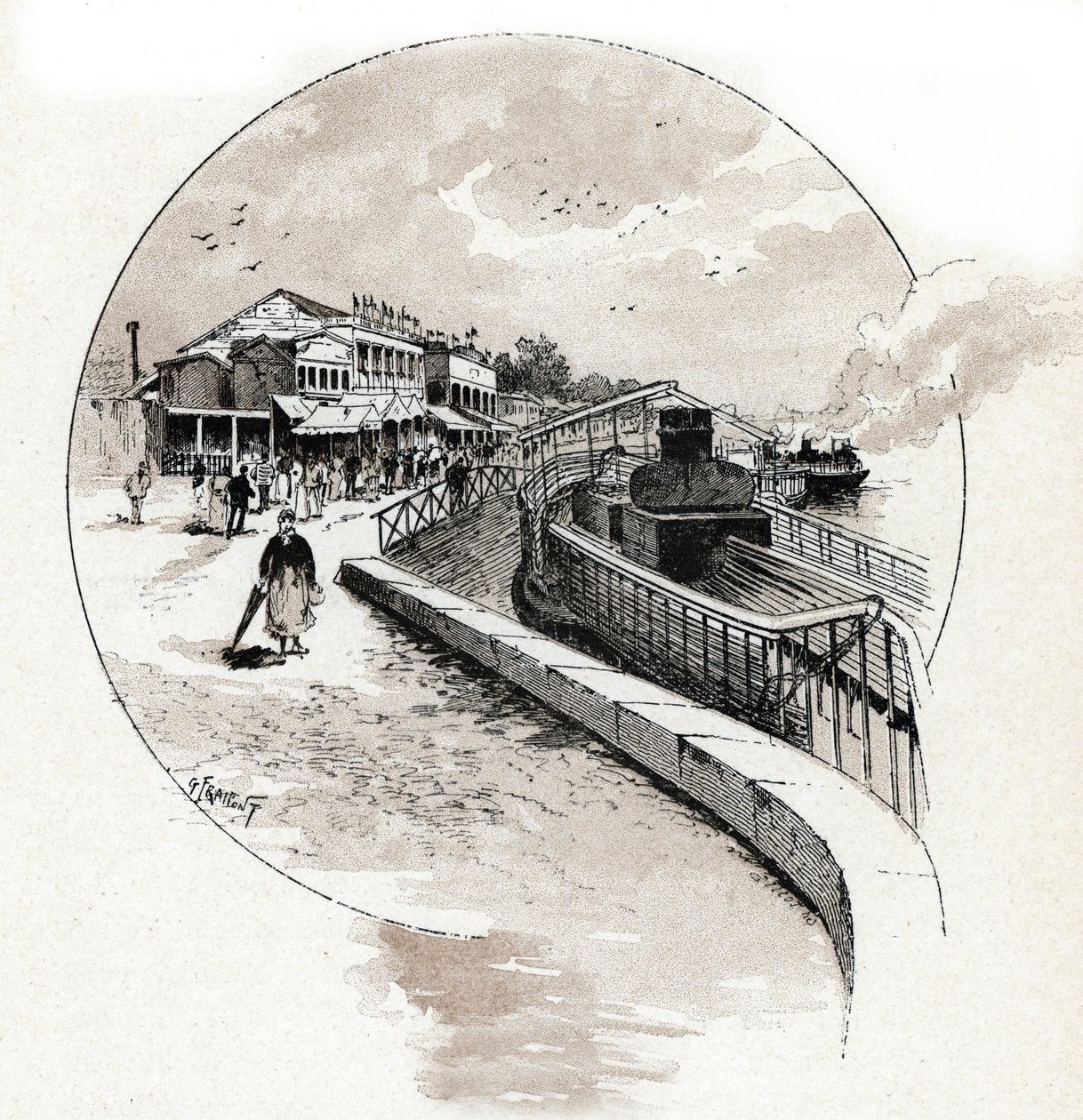Vista del barrio Point du Jour, Boulogne Billancourt (Vista del barrio Point du Jour, Boulogne-Billancourt) Dibujo de Gustave Fraipont (1849-1923) desde Saint-Juirs de Gustave Fraipont