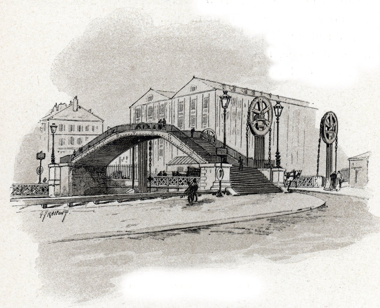 Vista del puente levadizo de la rue de Crimee, Bassin de l