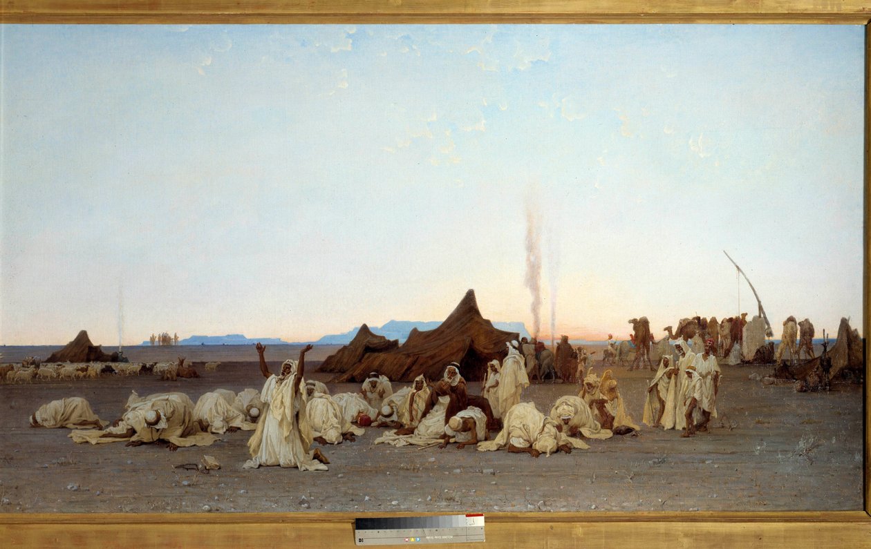 Oración vespertina en el desierto del Sahara (detalle) de Gustave Guillaumet