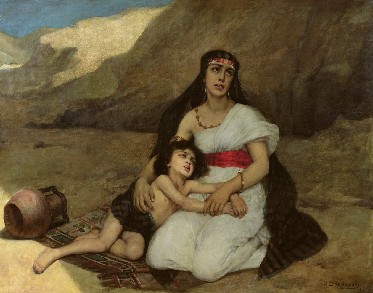 Mujer árabe y su hijo, 1877 de Gustave Krabansky