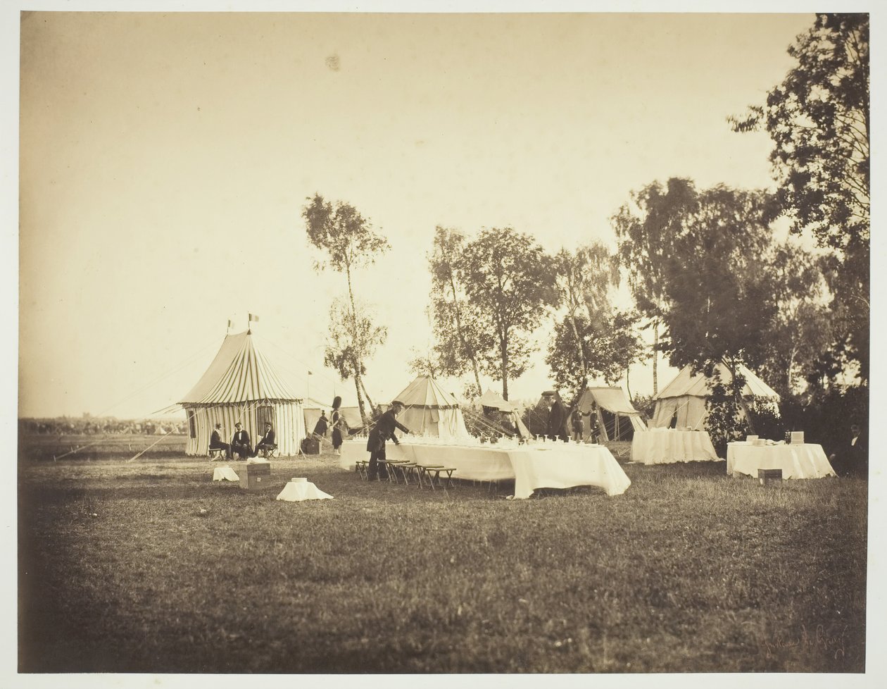 Preparación de la Mesa del Emperador, Camp de Châlons de Gustave Le Gray