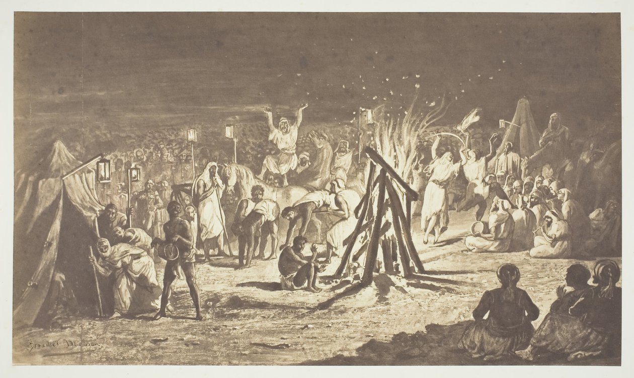 Sin título [Pintura de Las fogatas en Camp de Chalons por Bénédict Masson], 1857 de Gustave Le Gray