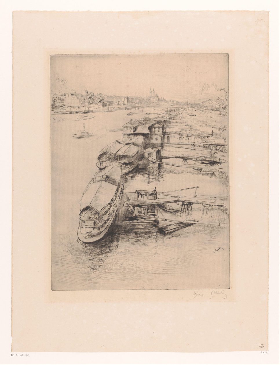 Barcos amarrados en Auteuil, París
Les bateaux Parisiens, Auteuil de Gustave Leheutre (signed by artist)