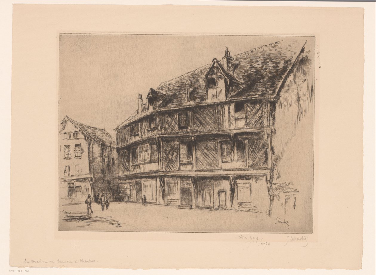 Calle con casas y caminantes en Chartres
La maison du saumon (Chartres) (título en el objeto) de Gustave Leheutre (signed by artist)