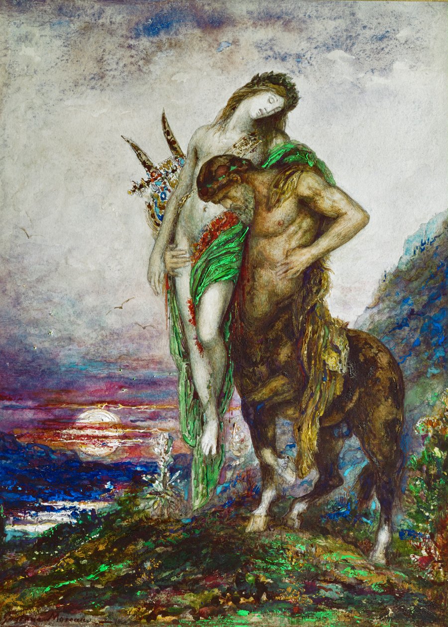 Poeta muerto transportado por un centauro (óleo sobre lienzo) de Gustave Moreau