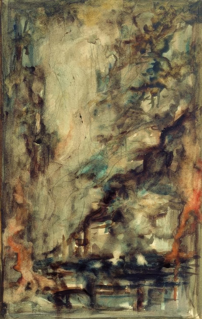 Esbozo (para los dos aventureros y el talismán (?) ) de Gustave Moreau