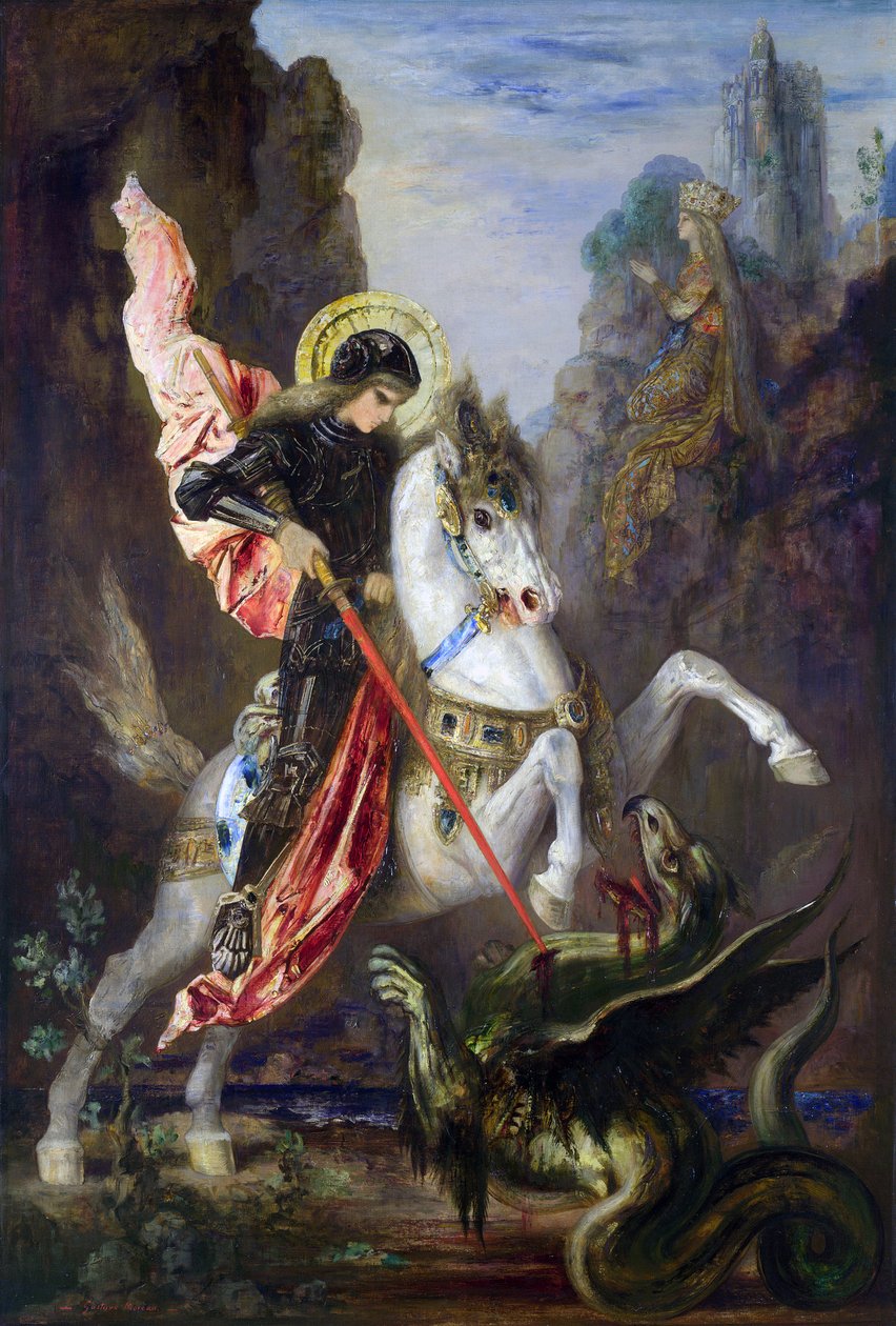 En francés:  Saint-Georges et le dragon San Jorge y el Dragón de Gustave Moreau