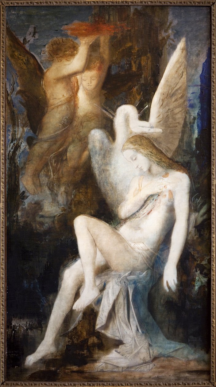 Leda y el cisne (óleo sobre lienzo) de Gustave Moreau