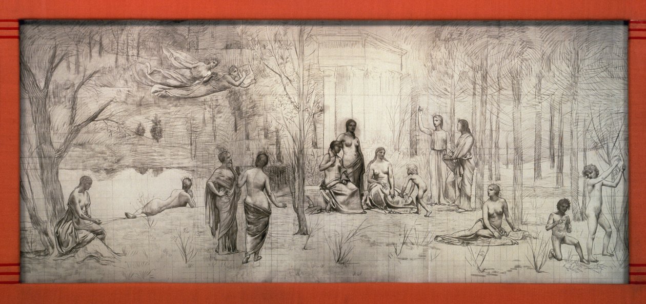 Marco Art Nouveau para dibujo de Pierre Puvis de Chavannes, por Gustave Serrurier-Bovy, Francia de Gustave Serrurier Bovy