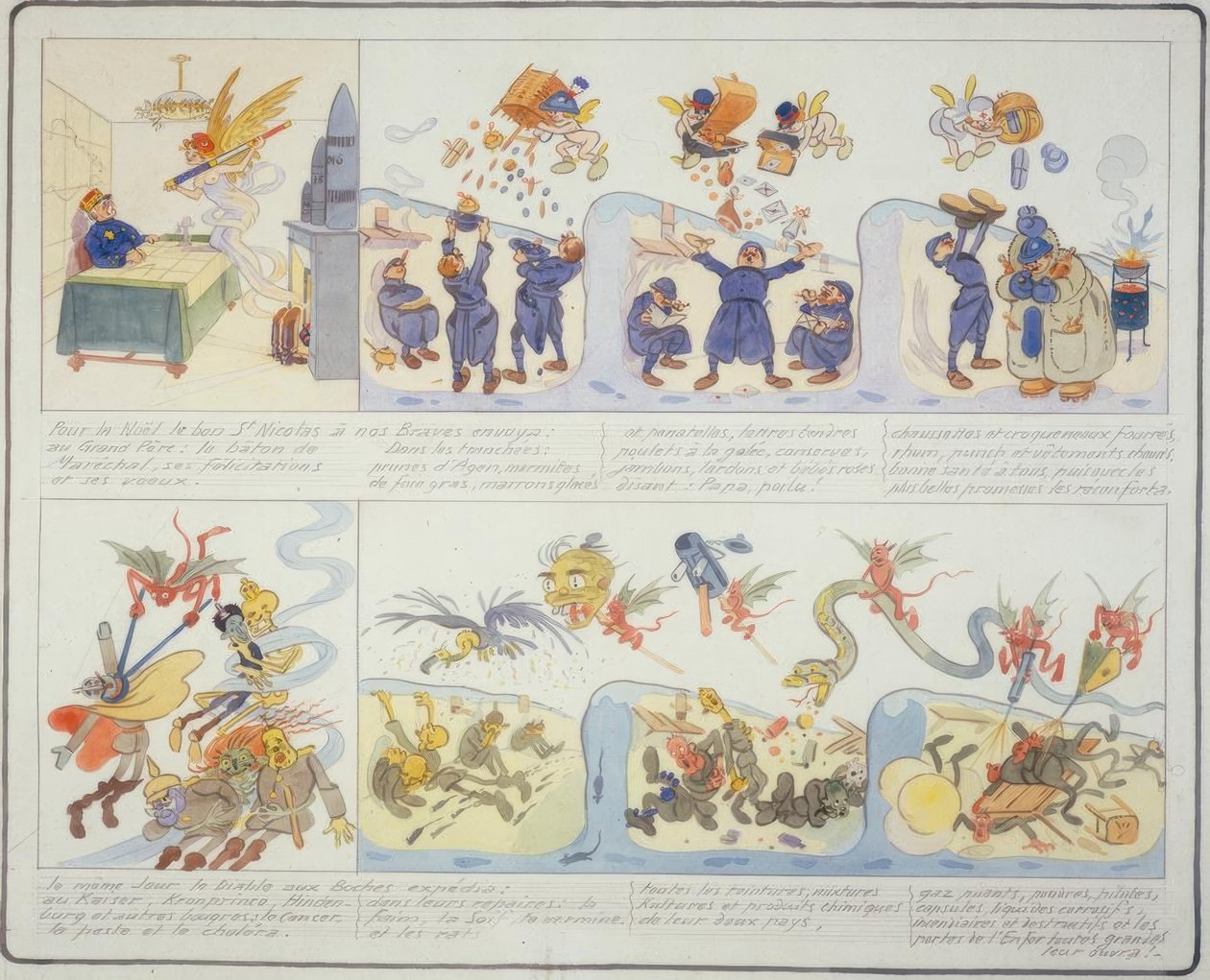 Primera Guerra Mundial / Navidad 1916 / caricatura francesa de Gustave Wendt