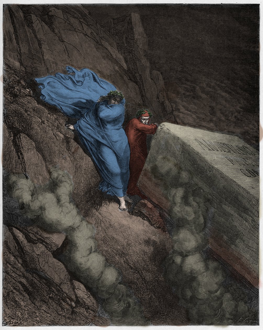 Infierno, Canto 11: La tumba ardiente del Papa Anastasio II (Anastase II), ilustración de La Divina Comedia de Dante Alighieri, 1885 de Gustave after Dore