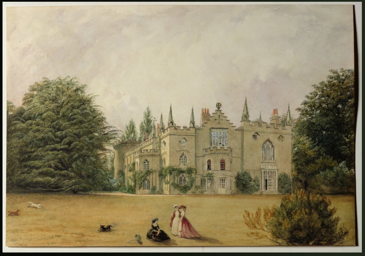 Vista de Strawberry Hill, Middlesex desde los jardines de Gustavus Ellinthorpe Sintzenich
