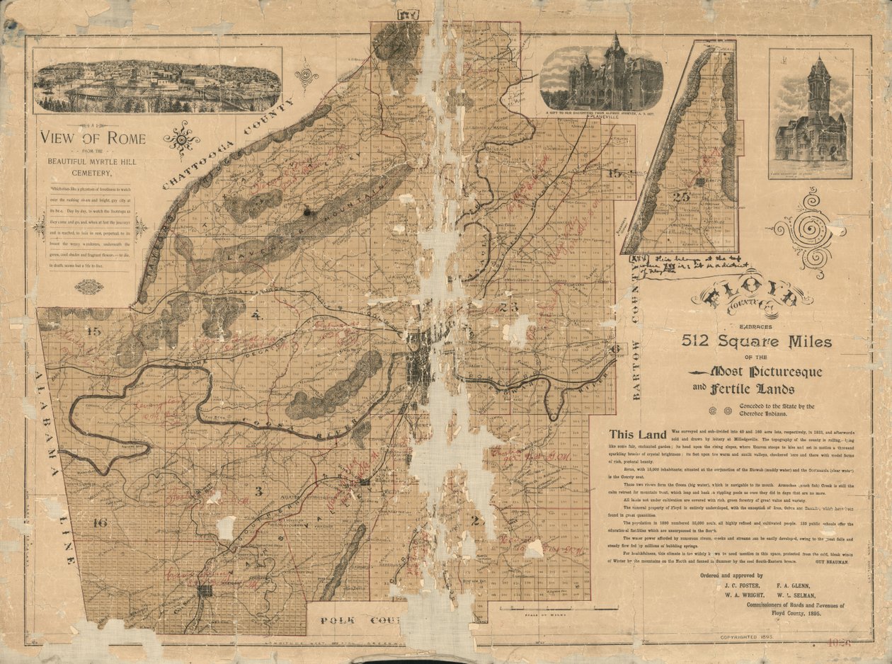 El condado de Floyd, Ga. abarca 512 millas cuadradas de las tierras más pintorescas y fértiles, concedidas a los indios Cherokee del estado de Guy Beauman