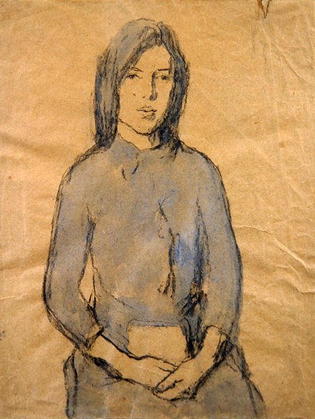 Niña, manos descansando en su regazo de Gwen John