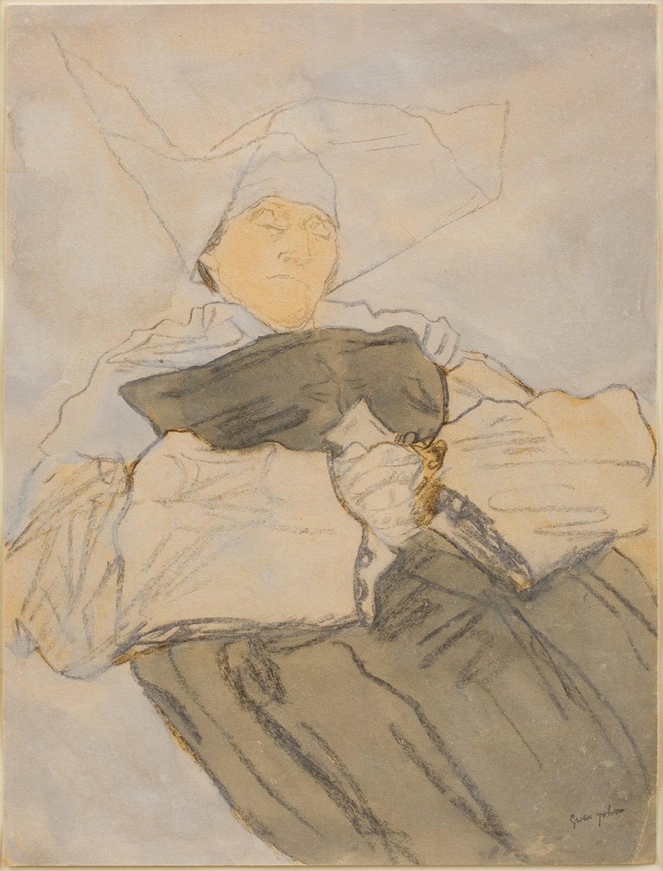 Sleeping Nun, c. 1916-18 (Carboncillo, acuarela y gouache) de Gwen John