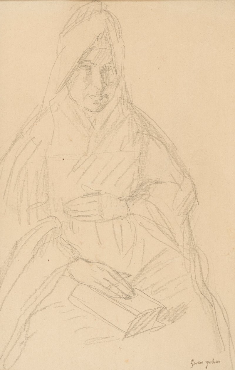 Estudio para Mere Poussepin sentada en una mesa de Gwen John