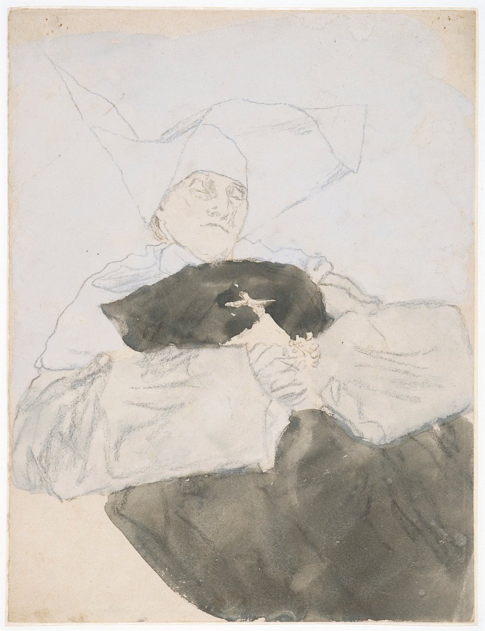 La monja moribunda (técnica mixta sobre papel) de Gwen John