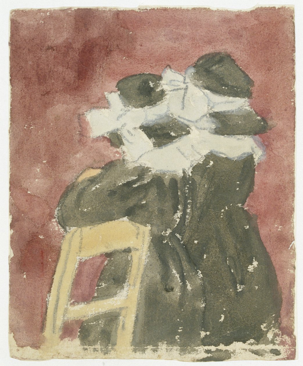 Dos chicas de pie en la iglesia (lápiz con acuarela sobre papel) de Gwen John