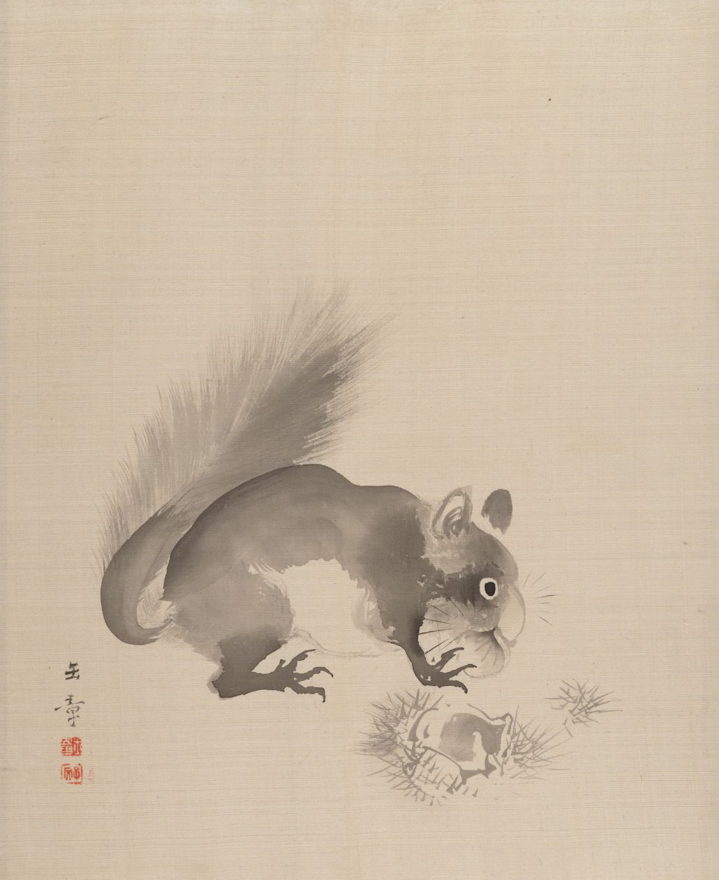 Ardilla comiendo castañas, 1887-92 de Gyokusho Kawabata