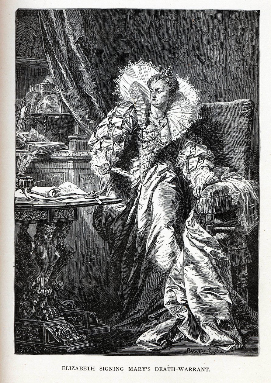 Isabel firmando la orden de ejecución de María, 1882 de Gyula Benczúr