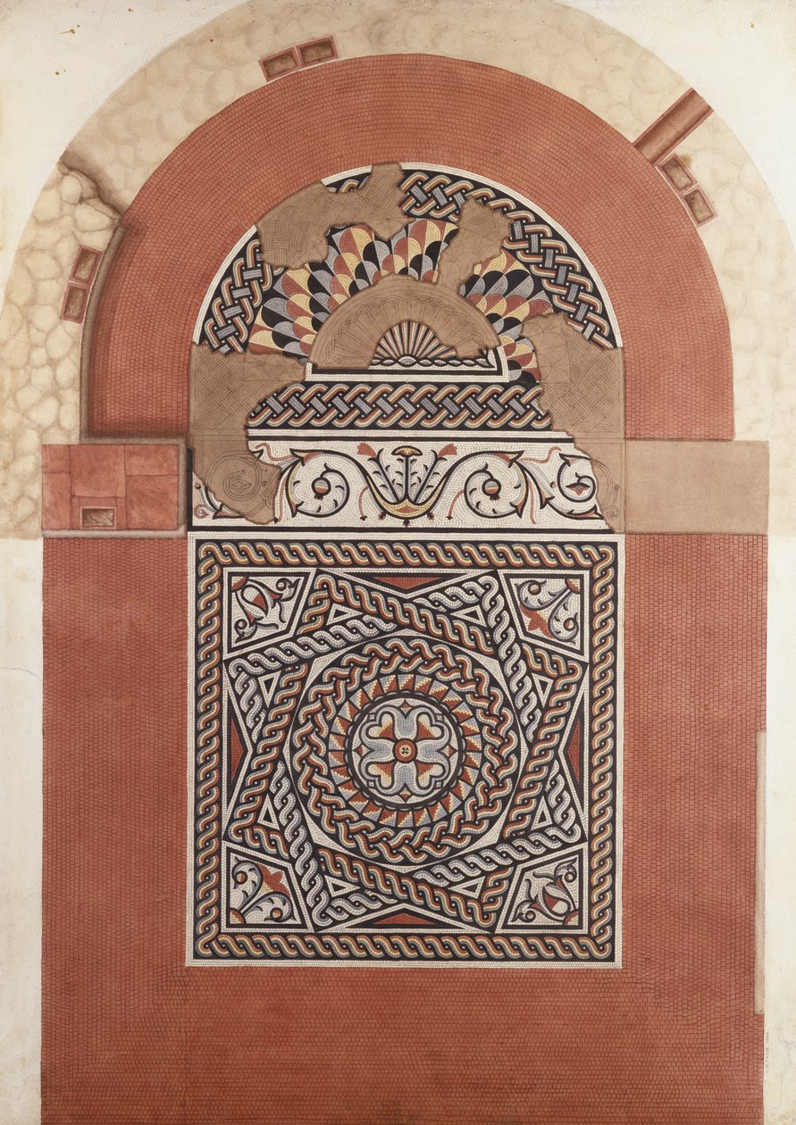Pavimento de mosaico romano encontrado en Bucklersbury, 1869 de H. R. Payne