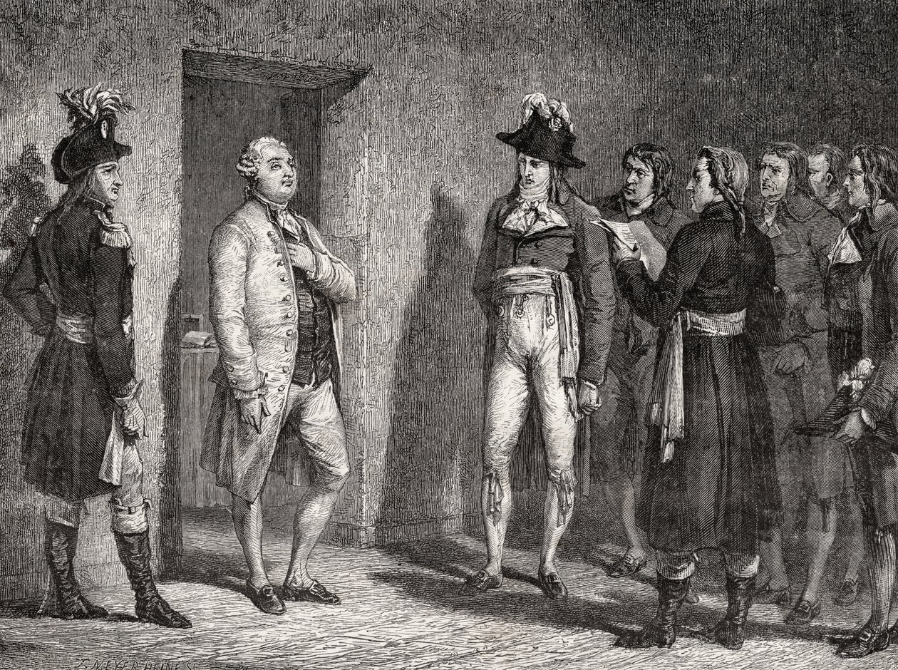 Joseph Garat (1749-1833) proclama el arresto del rey Luis XVI (1754-93) de H. de la Charlerie