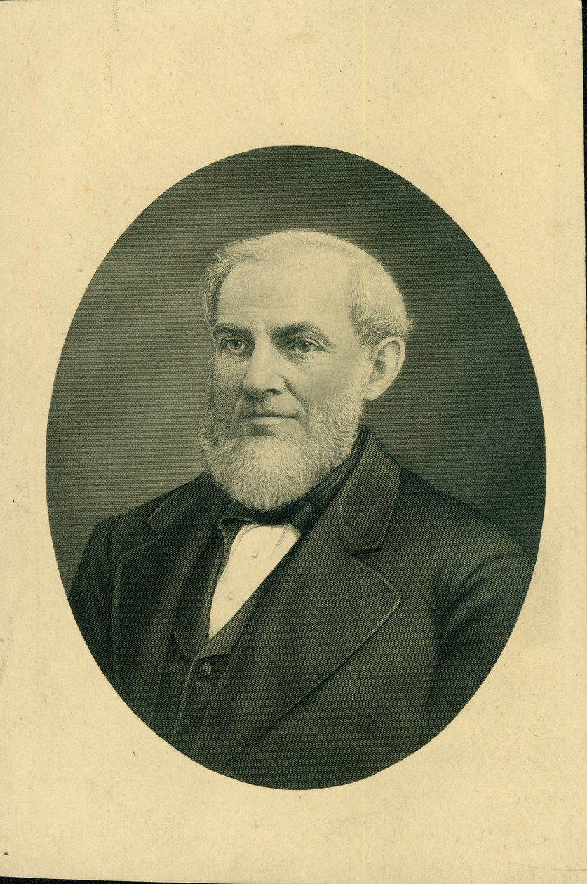 Retrato de busto de Giles Franklin Filley con traje y chaleco, girado a la izquierda de H.B. Hall and Sons