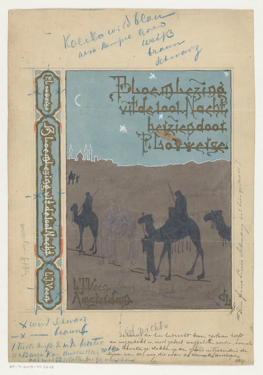 Diseño de encuadernación para: Pieter Louwerse, Antología de Las mil y una noches, 1910 de H.C. Louwerse (signed by artist)
