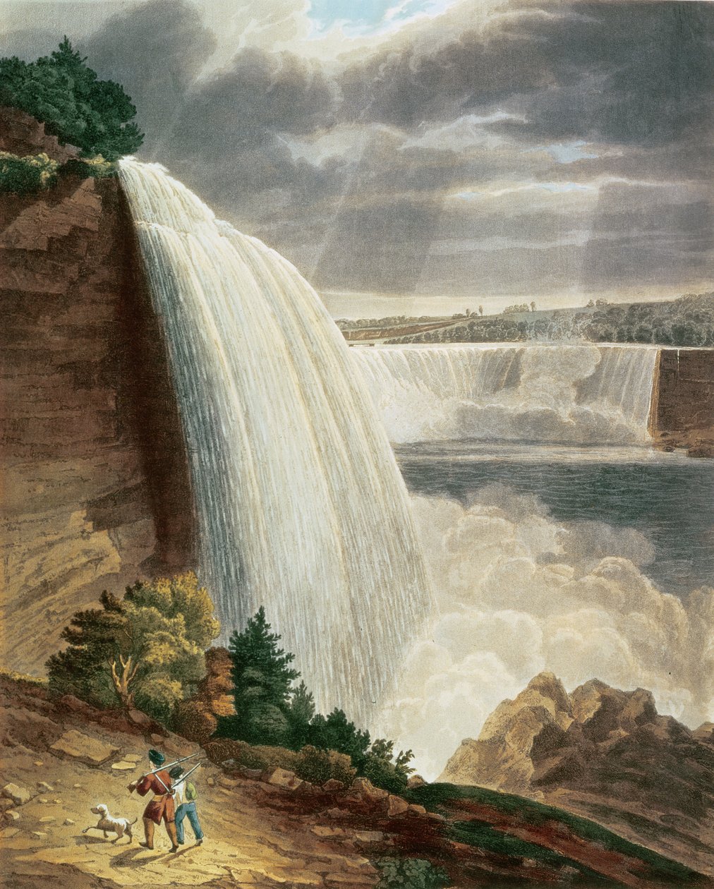 Cataratas del Niágara, parte de la caída americana desde el pie de la escalera, grabado por J. Hill, pub. por H.L.Megarcy de H.J. Bennett