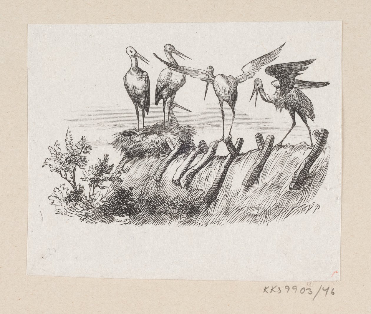 Ilustración para "Las cigüeñas" en H.C. Andersen, "Cuentos y historias", Volumen 1 de H.P. Hansen