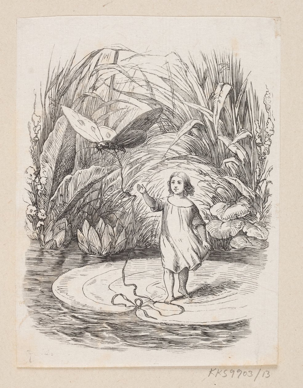 Ilustración para "Pulgarcita" en H.C. Andersen, "Cuentos y historias", Volumen 1 de H.P. Hansen