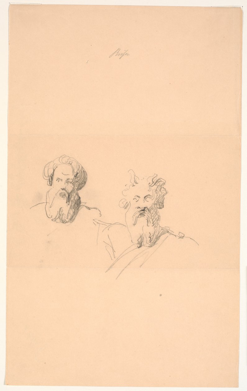 Dos cabezas de estudio con barba. Una para Moisés de H.W. Bissen