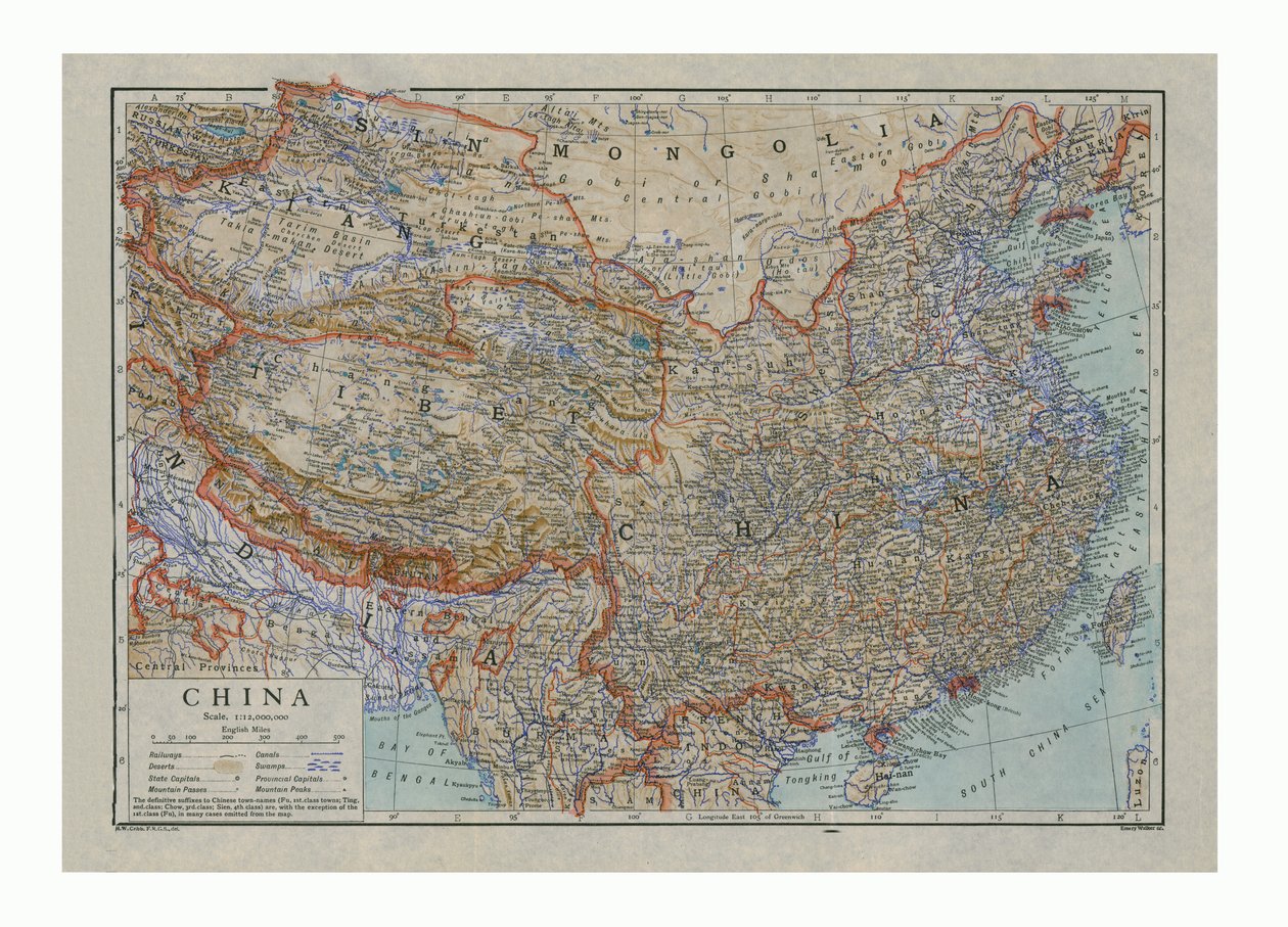 Mapa de China de HW Cribb