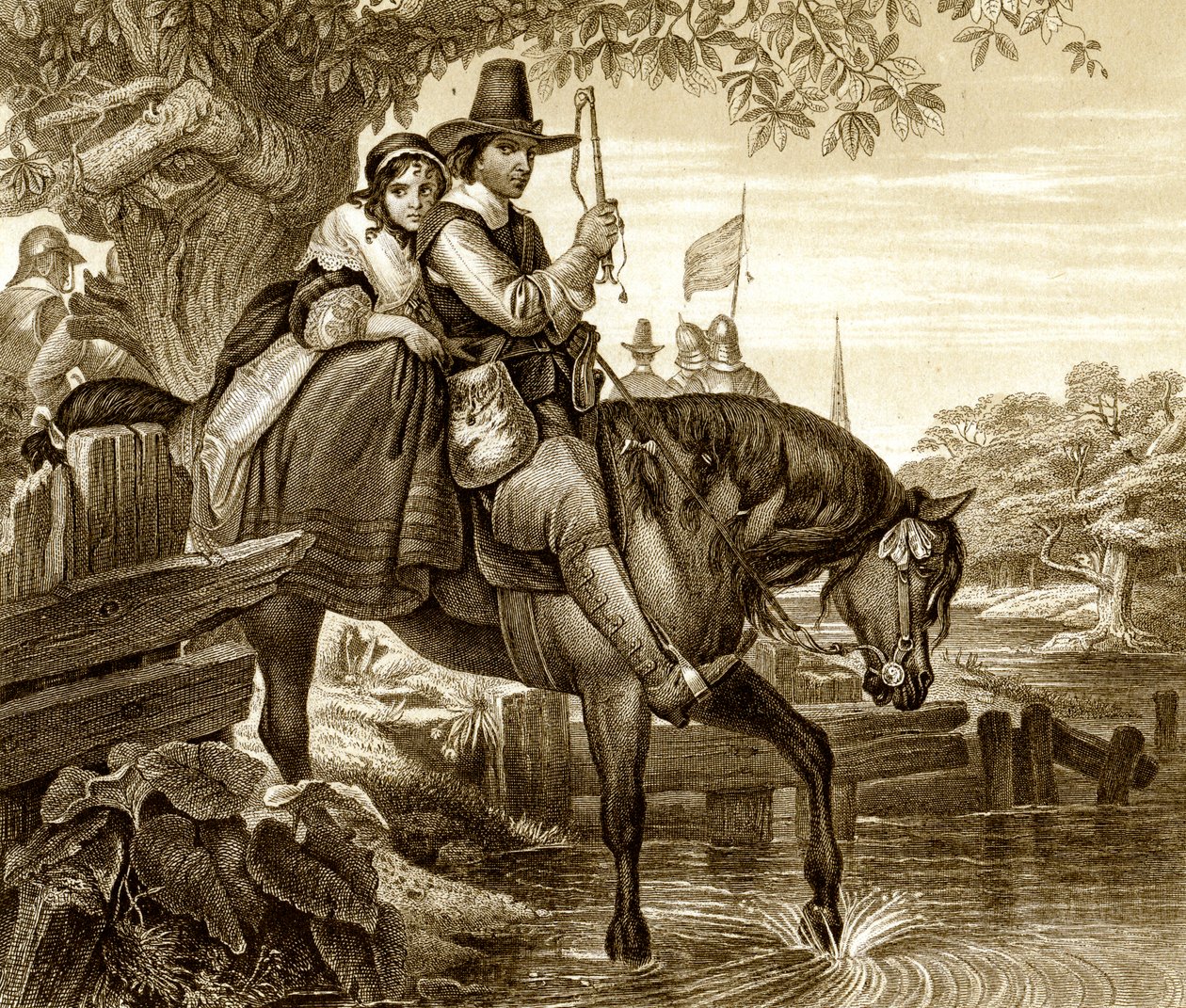 Carlos II disfrazado ayudado en su escape por Jane Lane, 1651, siglo XIX de H. Bourne
