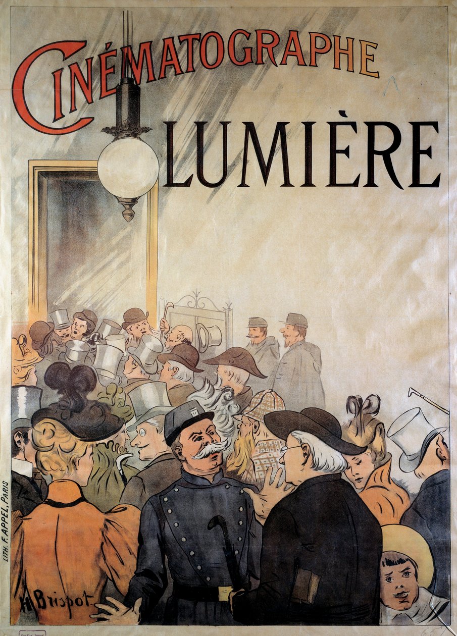 Cartel para el cinematógrafo de los hermanos Lumière en el gran café en diciembre de 1895 de H. Brispot