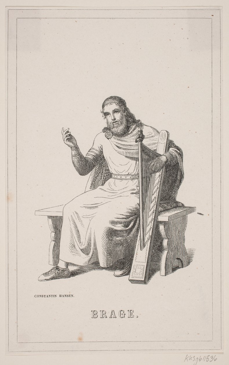 Brage. Ilustración para la Historia de Dinamarca de Fabricius 1, 128. de H. C. Henneberg