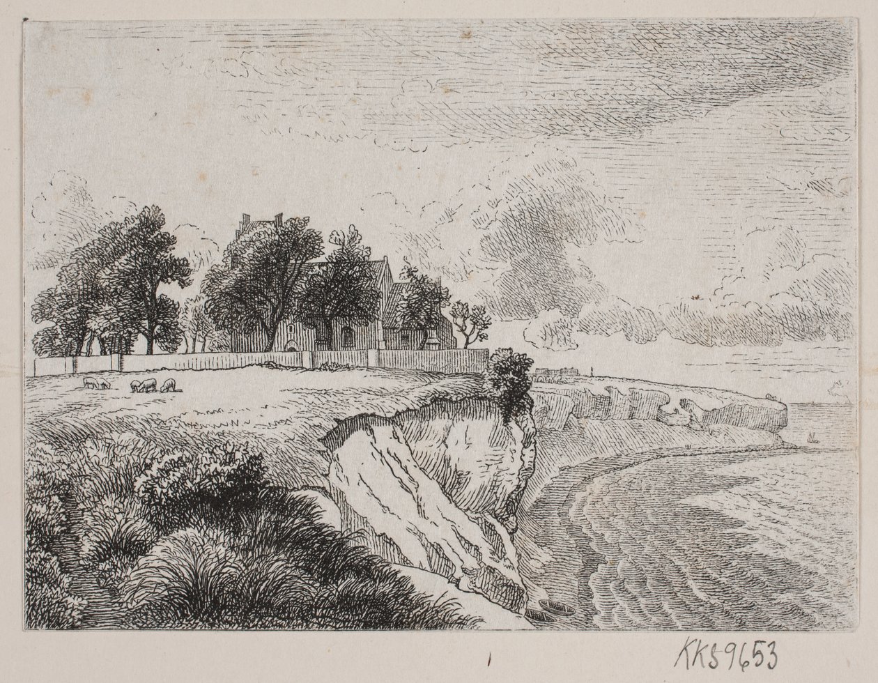 Acantilado de Stevns con la iglesia de Højerup de H. C. Henneberg