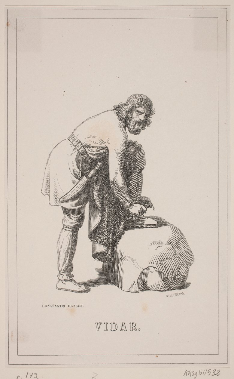 Vidar. Ilustración para la historia de Dinamarca de Fabricius 1, 143. de H. C. Henneberg