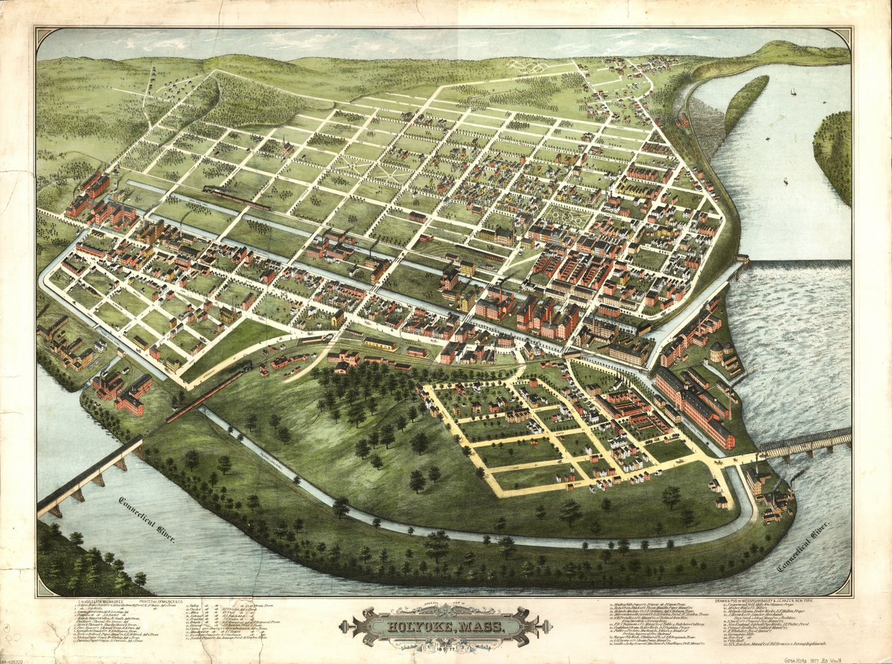Vista de pájaro de Holyoke, Massachusetts : 1877 de H. H. Bailey